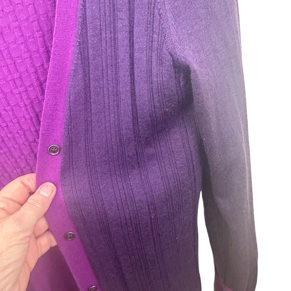 Lida Baday Italy Sweater Cardigan Set XL Designer Wool Silk Cashmere Purple Flaw - Picture 7 of 16